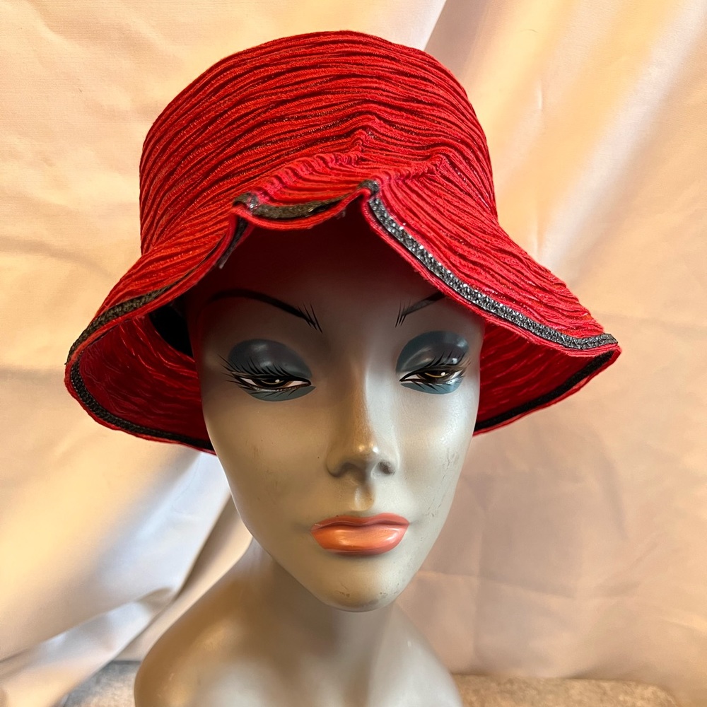 Red Diane Harty Millenary Hat one of a kind original